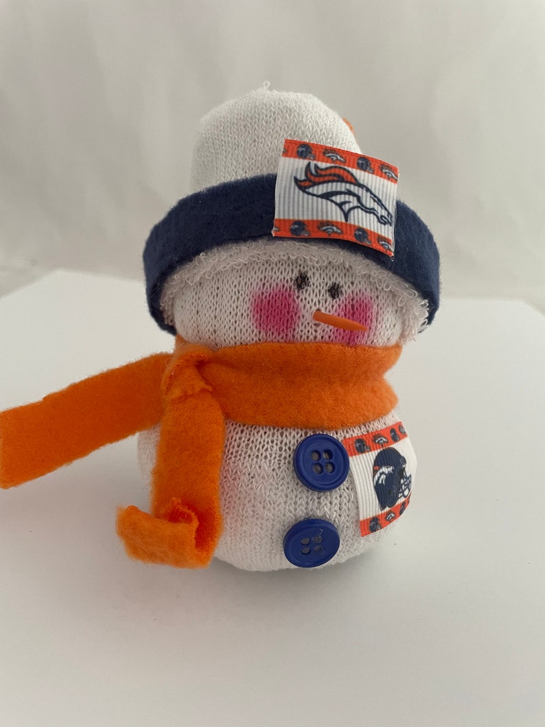 Denver Broncos,Denver Broncos gift,Denver Broncos collectible,Denver Bronco accessory,Denver Broncos snowman,Denver Broncos fan,sock snowman image 3