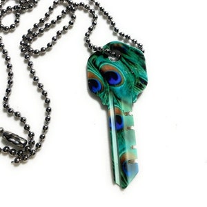 Pay it Forward, Giving KEY Necklace, Personalized gift, Peacock Lover, gift for girlfriend, gift for her, gift for Mom, gift for birthday