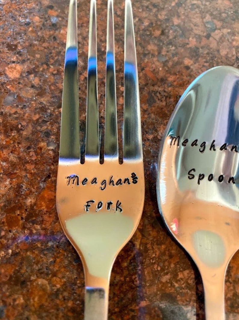 Personalized Hand Stamped NAME Spoon Fork or Knife NEW Etsy