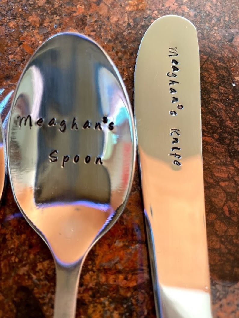 Personalized Hand Stamped NAME Spoon Fork or Knife NEW Etsy