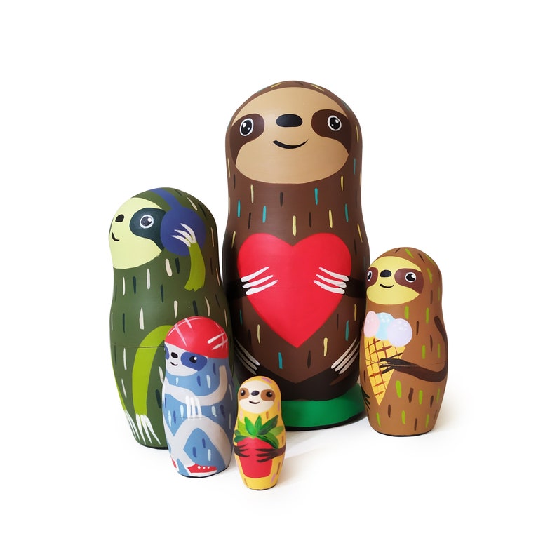 Sloths Nesting Dolls 5 pcs 6 | Etsy