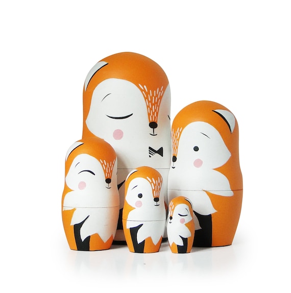 Fox Family Nesting Dolls 5.6 5 pcs Etsy