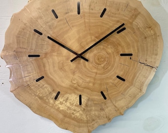 Large Wooden Wall Clock, Farmhouse Style Unusual  Rustic Wood Clocks