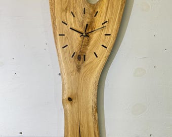 English Oak Live Edge Wall Clock, Farmhouse Driftwood Style Home Decor