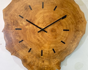 Large Wooden Wall Clock, Farmhouse Style Unusual  Rustic Wood Clocks