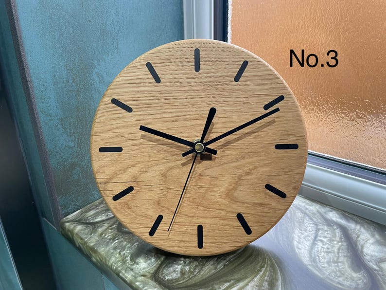 Wooden Desk Clock, English Oak Clock, Oak Mantel Clock, Office Desk Clock, Modern Desk Clock, Mantelpiece Clock, Wood Clock uk. No.3