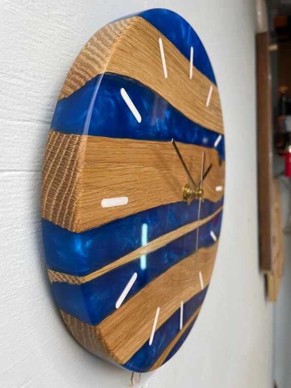 Oak Wall Clock Resin Wall Clock Quirky Wall Clock Modern Etsy