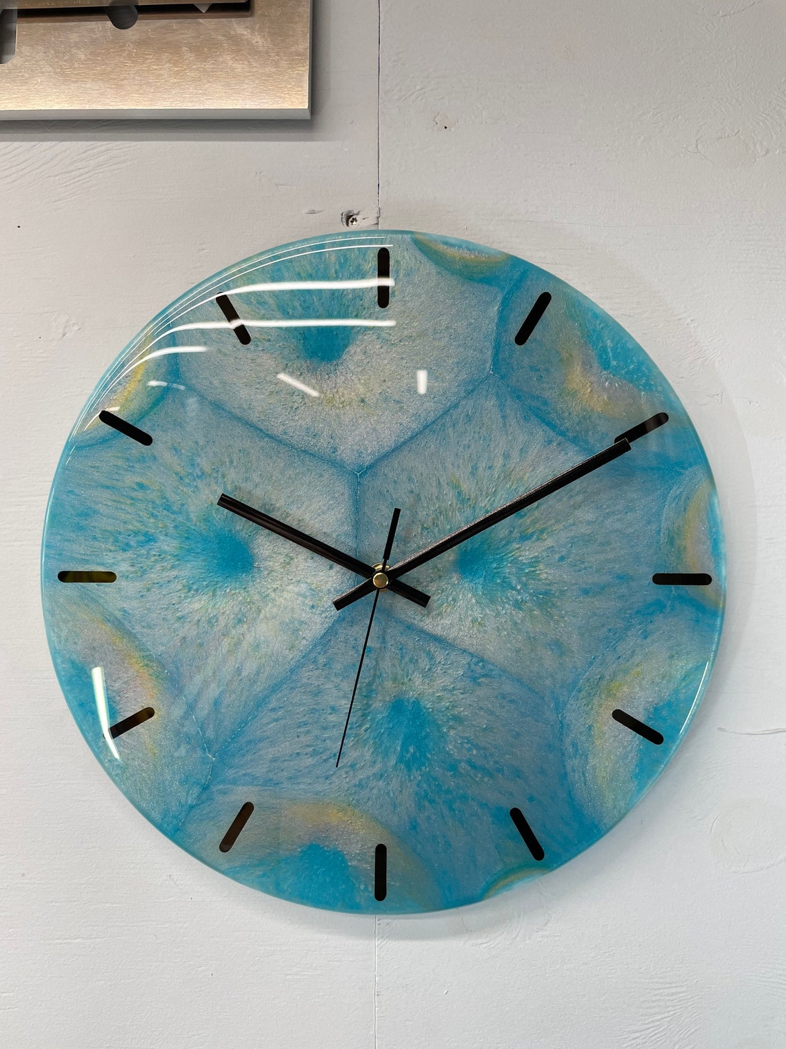 33cm Light Blue Silver and Gold Modern Resin Wall Clock Etsy
