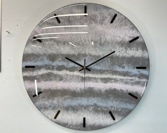 50cm Large Grey Pink and Blue Modern Resin Wall Clock, Unusual Wall Clock, Modern Wall Clock, Abstract Resin Wall Clock