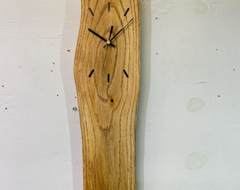 English Oak Live Edge Wall Clock, Farmhouse Driftwood Style Home Decor