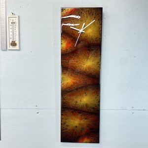 Red Black and Gold Abstract Resin Wall, Unusual Modern Wall Clocks, Long Narrow Vertical Modern Home Decor.