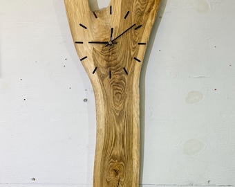 English Oak Live Edge Wall Clock, Farmhouse Driftwood Style Home Decor