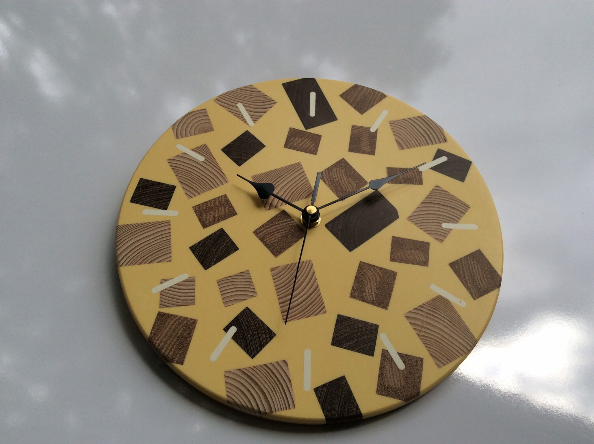 Wood and mustard coloured resin wall clock modern wall clock Etsy