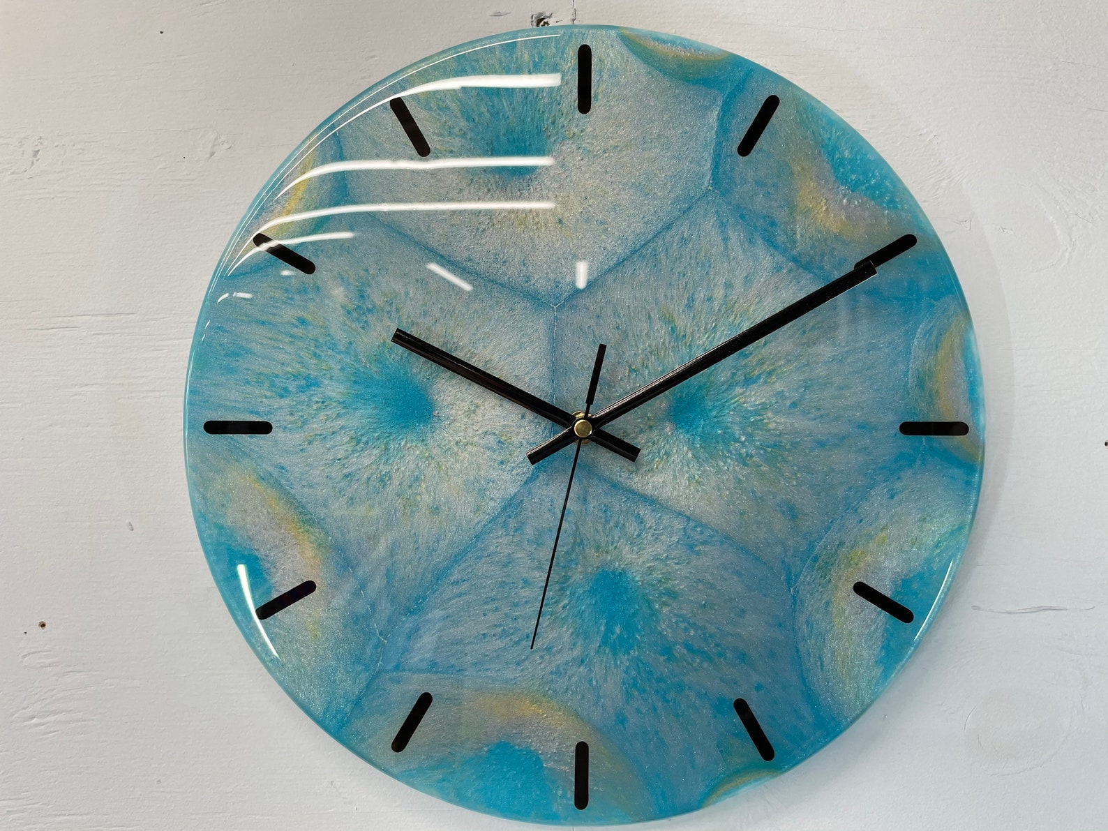 33cm Light Blue Silver and Gold Modern Resin Wall Clock Etsy