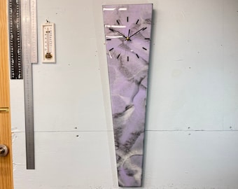 Narrow Purple Black and Grey Abstract Resin Wall Clock, 70cm Long Modern Wall Clock, Unusual Wall Clock, Modern Home Decor, Luxury Clocks,