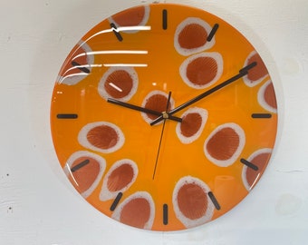 33cm Burnt Orange Copper and Ivory Abstract Modern Resin Wall Clock, Unusual Wall Clock, Modern Wall Decor, Unique Wall Clocks.