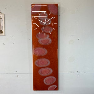 Dark Red and Rose Gold Abstract Resin Wall Clock, Long Modern Wall Clock, Unusual Wall Clock, Modern Home Decor, Luxury Clocks,