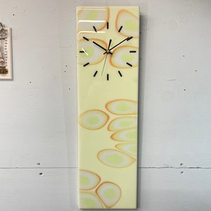 Narrow Pale Green Abstract Resin Wall Clock, Long Modern Wall Clock, Unusual Wall Clock, Modern Home Decor, Luxury Clocks,