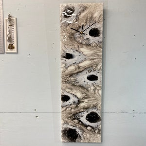 Narrow Black and White Abstract Resin Wall Clock, Long Modern Wall Clock, Unusual Wall Clock, Modern Home Decor, Luxury Clocks,