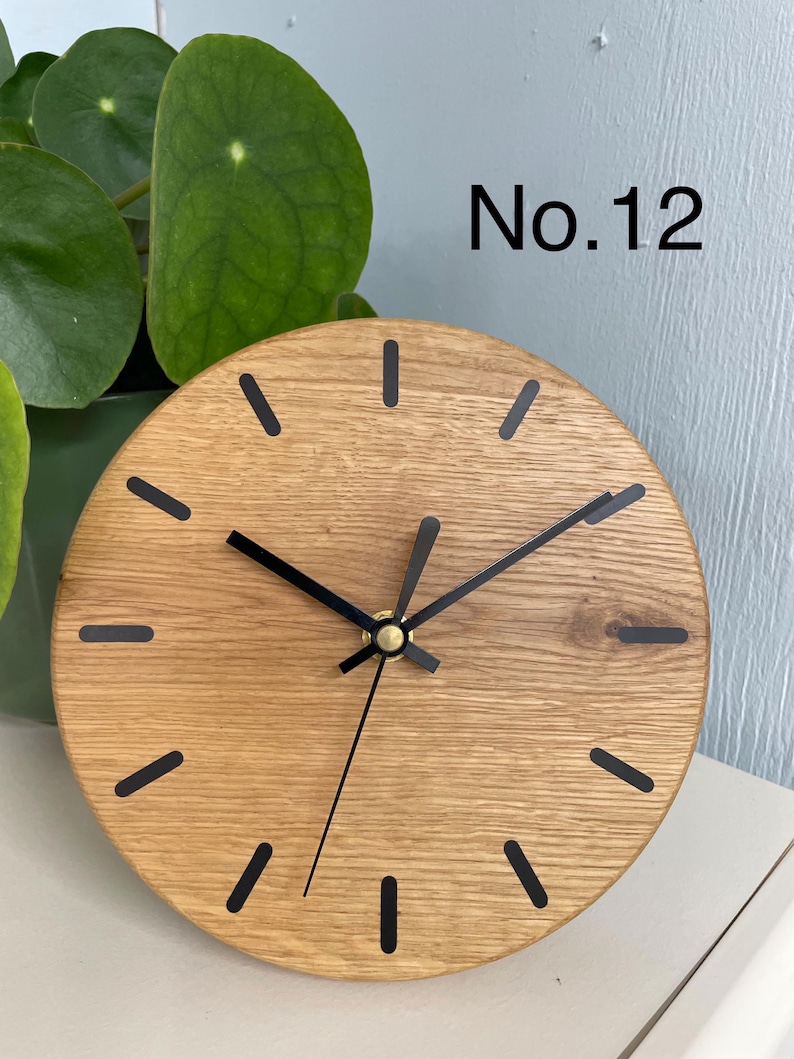 Wooden Desk Clock, English Oak Clock, Oak Mantel Clock, Office Desk Clock, Modern Desk Clock, Mantelpiece Clock, Wood Clock uk. No.12
