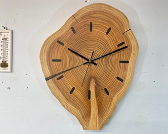 Large Wooden Wall Clock, Farmhouse Style Unusual  Rustic Wood Clocks