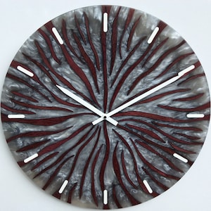 Large Wooden Wall Clock, Resin Clock, Silver and Purple resin  Wall Clock, Quirky Wall Clock, Abstract Resin Wall Clock, modern wall clocks.