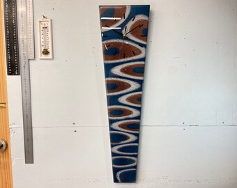 70cm Long Narrow Dark Blue and Copper Abstract Resin Wall Clock, Modern Wall Clock, Unusual Wall Clock, Modern Home Decor,