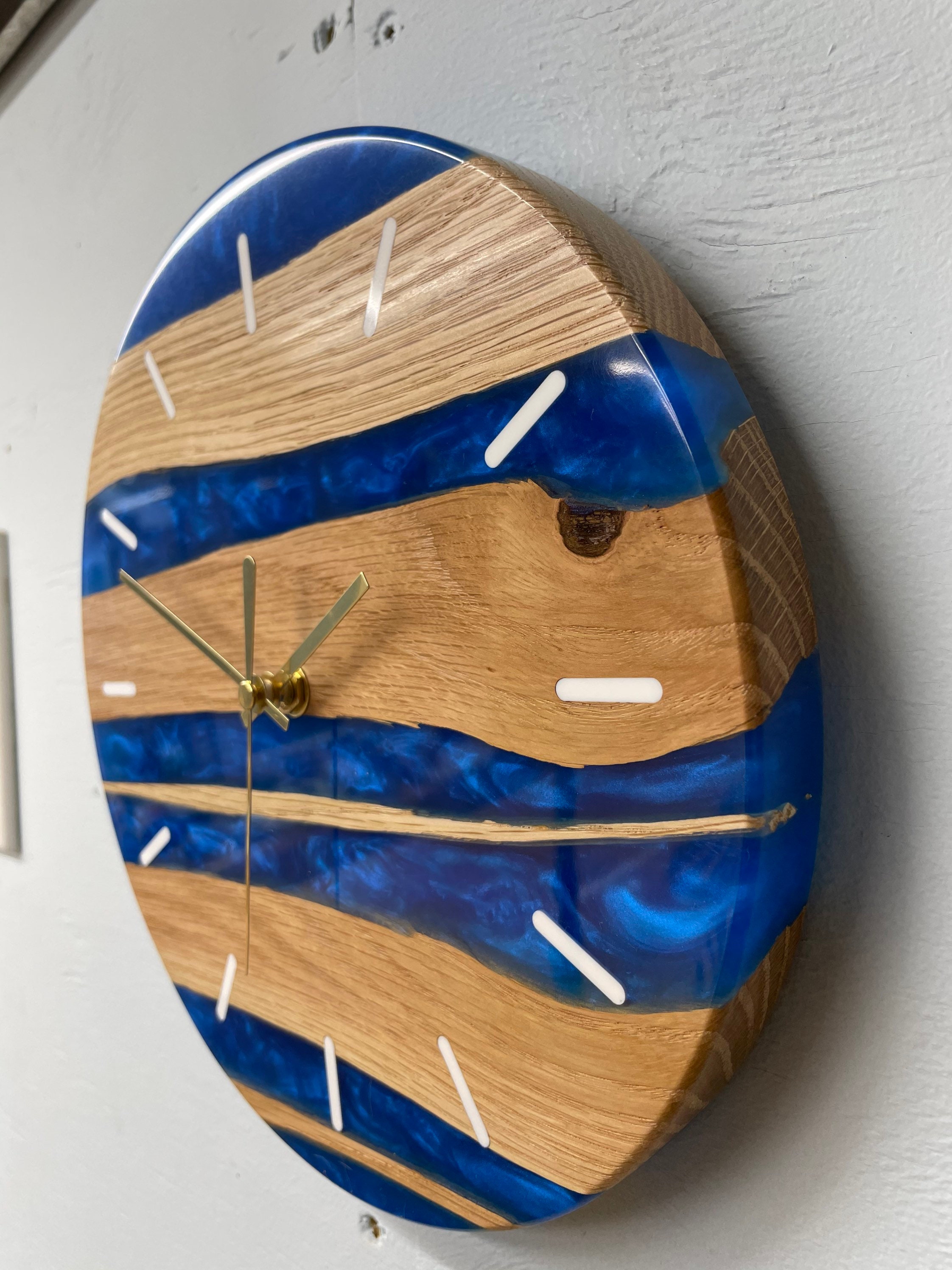 Oak Wall Clock Resin Wall Clock Quirky Wall Clock Modern Etsy UK