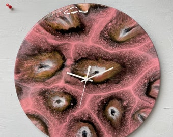 Fluid art resin clock, Unusual Wall Clock, pink wall clock, resin clock, abstract wall Clock, modern wall clock, modern art clock