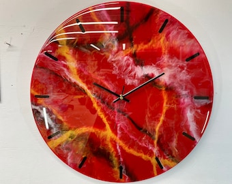 50cm Large Maroon Gold and Black Modern Resin Wall Clock, Unusual Wall Clock, Modern Wall Clock, Abstract Resin Wall Clock