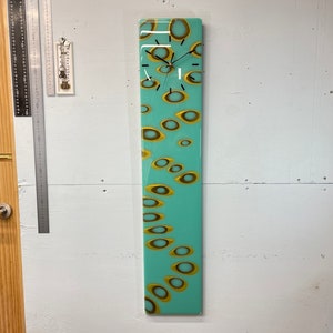 90cm x 18cm Teal and Gold Abstract Resin Wall Clock, Long Modern Wall Clock, Unusual Wall Clock, Modern Home Decor,