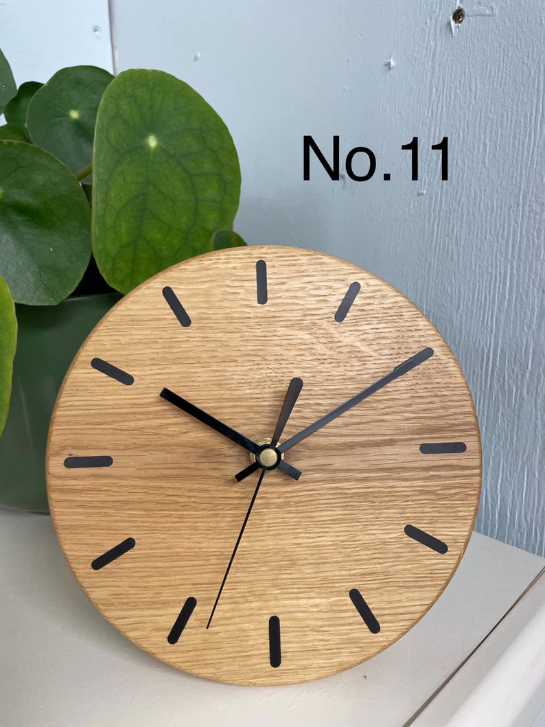 Wooden Desk Clock, English Oak Clock, Oak Mantel Clock, Office Desk Clock, Modern Desk Clock, Mantelpiece Clock, Wood Clock uk. No.11