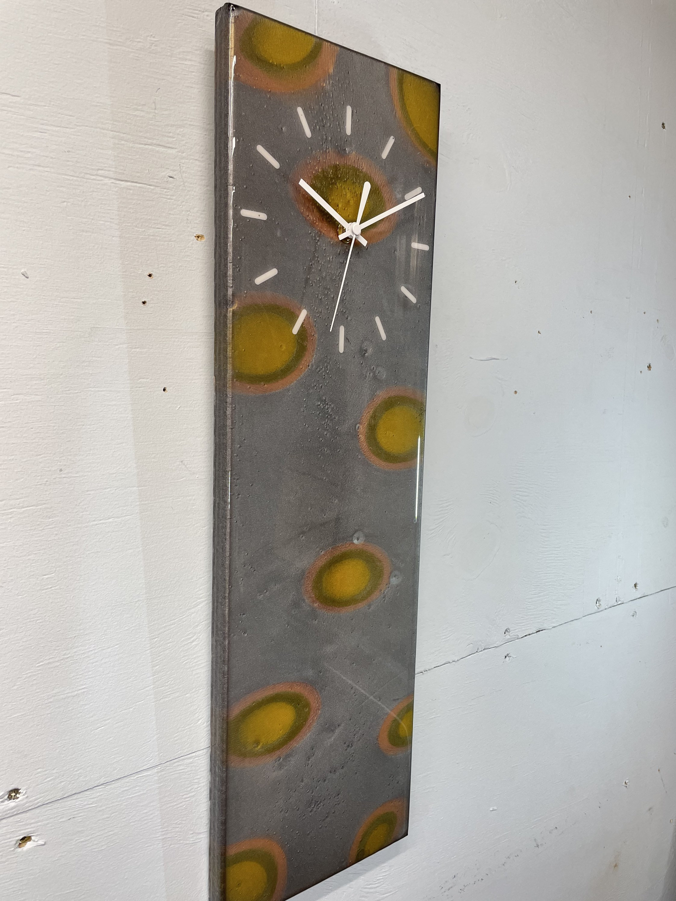 Narrow Silver and Gold Abstract Resin Wall Clock Long Modern Etsy