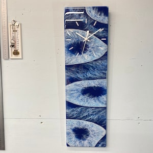 61cm x 18cm Navy Blue White and Grey Abstract Resin Wall Clock, Long Modern Wall Clock, Unusual Wall Clock, Modern Home Decor,