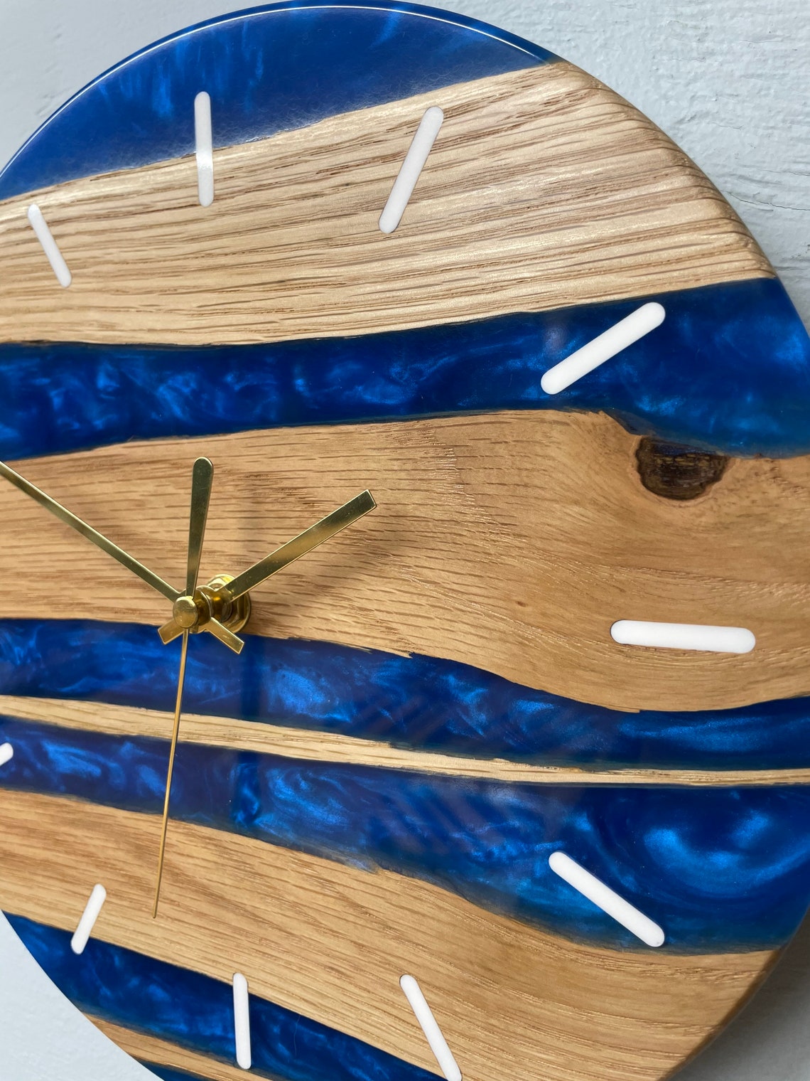 Oak Wall Clock Resin Wall Clock Quirky Wall Clock Modern Etsy