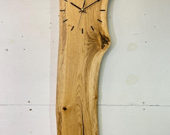 English Oak Live Edge Wall Clock, Farmhouse Driftwood Style Home Decor