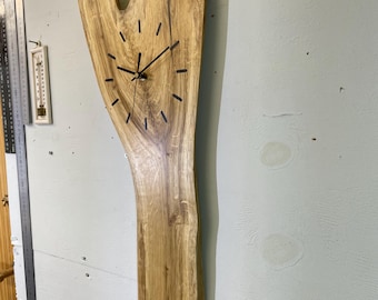 English Oak Live Edge Wall Clock, Farmhouse Driftwood Style Home Decor