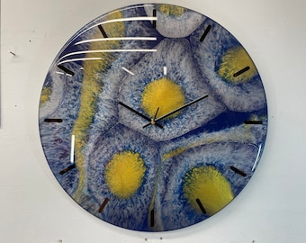 50cm Navy Blue Gold and Silver Modern Resin Wall Clock, Unusual Wall Clock, Modern Wall Clock, Abstract Resin Wall Clock