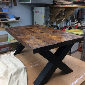 Rustic industrial style coffee table, farmhouse coffee table, solid wood coffee table.