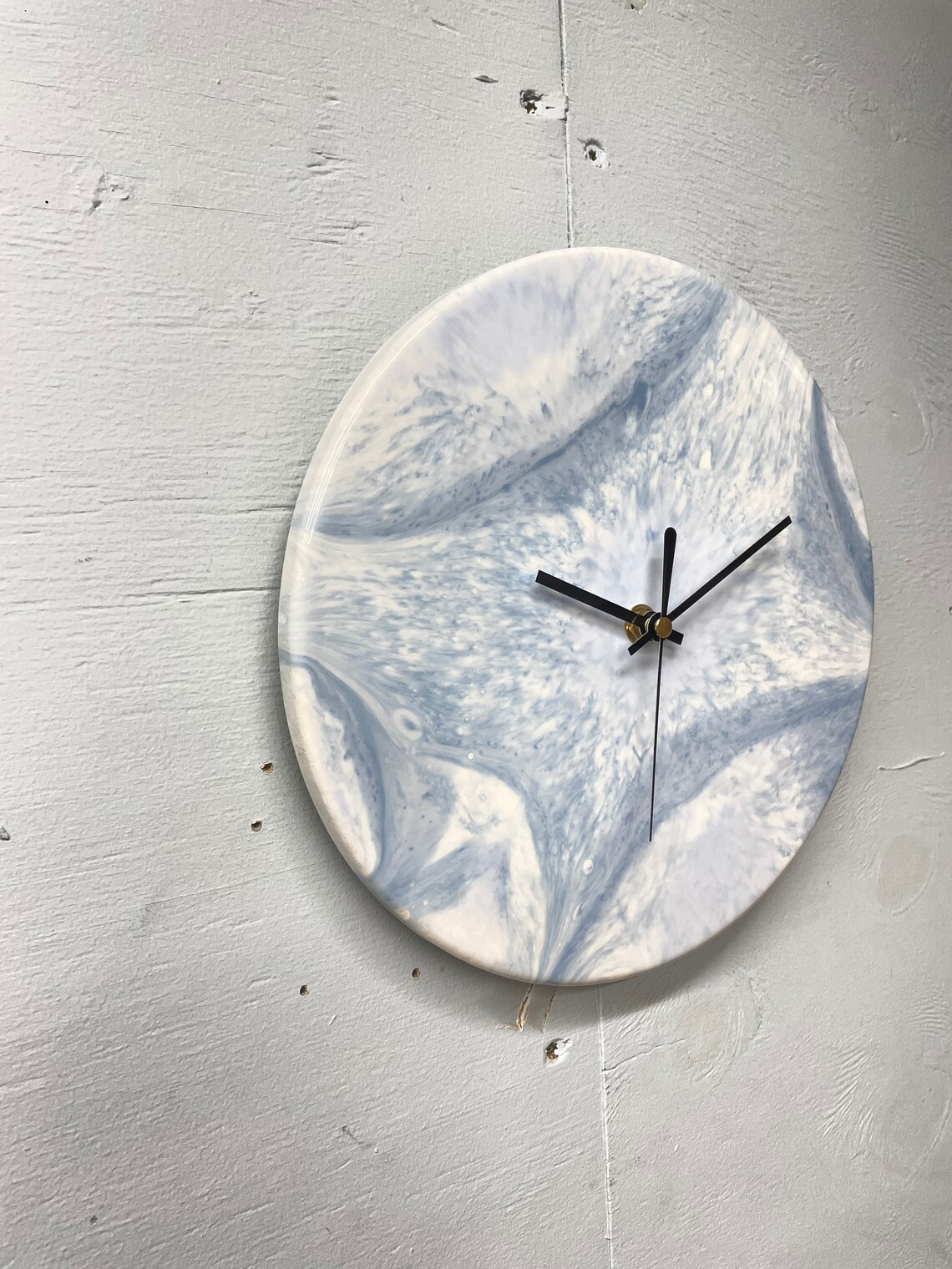 Pale Blue Resin Wall Clock Small Round Wall Clock Unusual Etsy