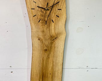 English Oak Live Edge Wall Clock, Farmhouse Driftwood Style Home Decor