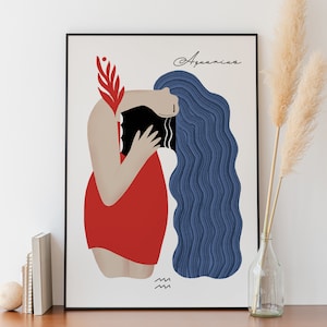 Aquarius Zodiac Art Print: Modern Horoscope Series