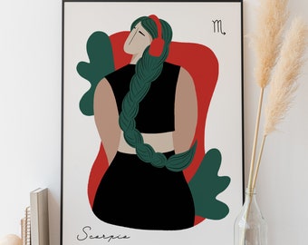 Skorpion Sternzeichen Kunstdruck: Moderne Horoskop-Illustration