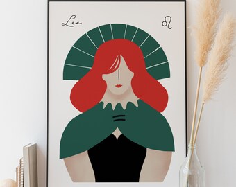 Lejonets stjärnteckenkonsttryck: Modern horoskopillustration