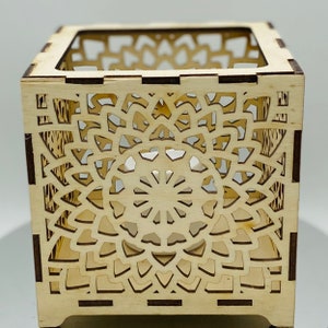 Mandala tealight holder - laser cut mandala hand assembled wooden pattern tealight holder