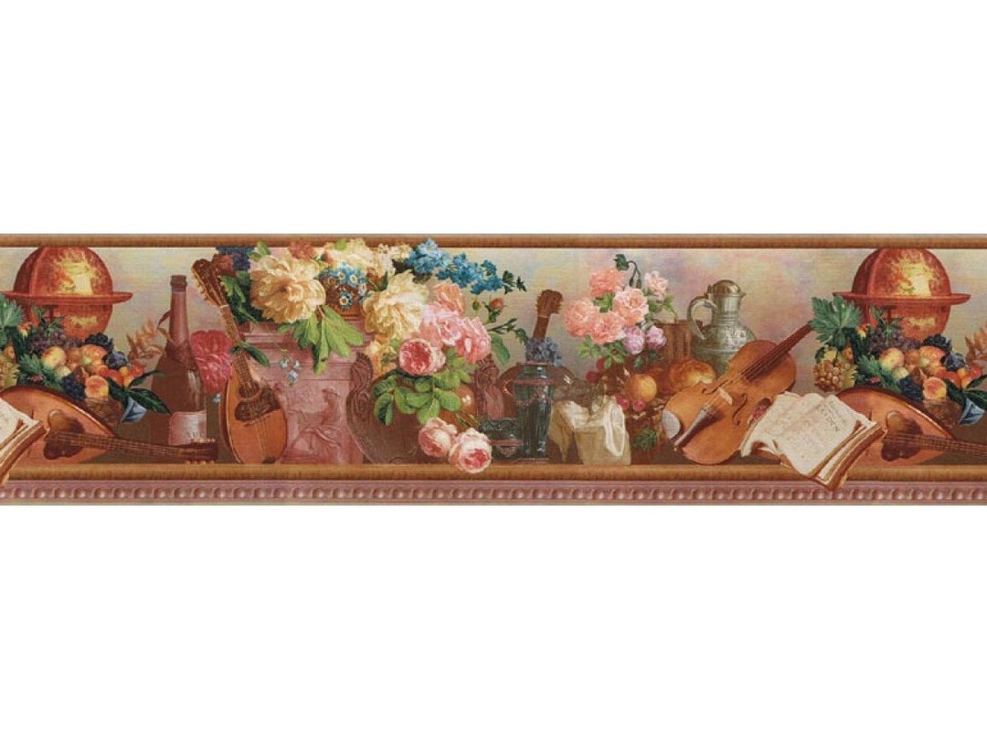 6 3/4 in X 15 Ft Prepasted Wallpaper Borders Floral Wall Paper Border