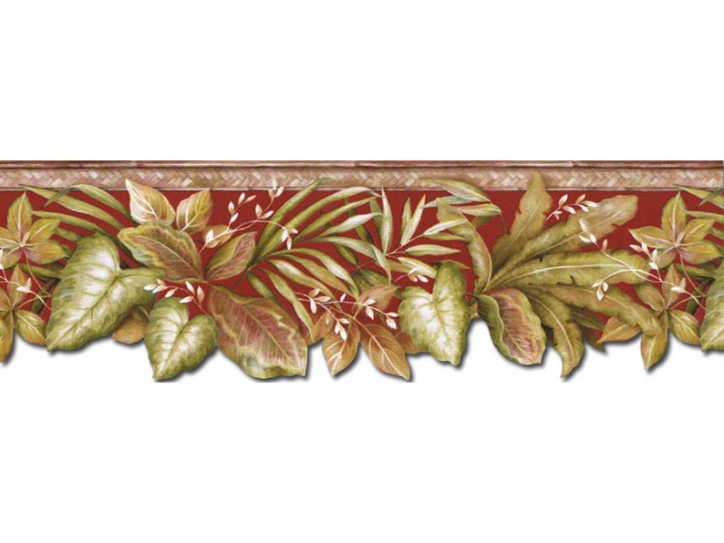 8 in X 15 Ft Prepasted Wallpaper Borders Leafs Wall Paper Etsy