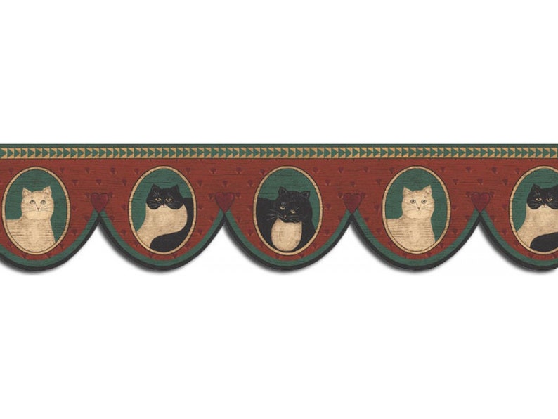 6 7/8 in X 15 Ft Prepasted Wallpaper Borders Cats Wall Paper Etsy