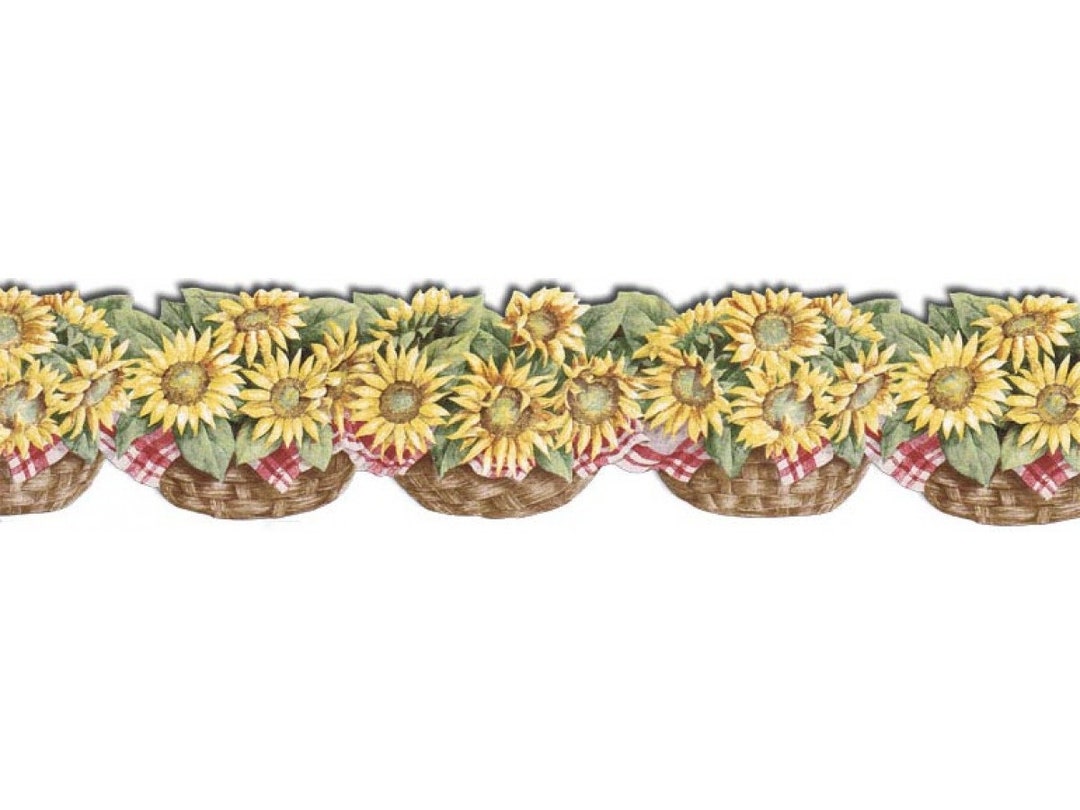 6 in X 15 Ft Prepasted Wallpaper Borders Sunflowers Wall Paper Border