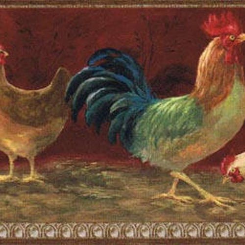 Prepasted Wallpaper Borders Roosters Wallpaper Border Etsy